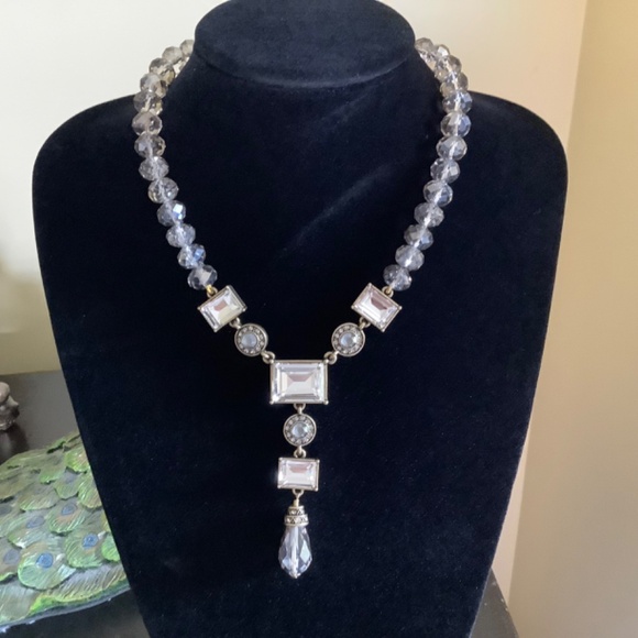 Heidi Daus Conscious Coupling Crystal Necklace & Bracelet Set Clear/ Hematite - Picture 2 of 13